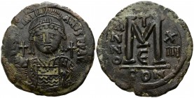 Justinian I.  527-565 AD, (dated RY 13=539-540 AD). Constantinople, 5th officina.. Follis Æ