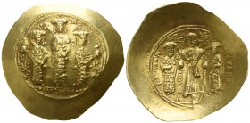 Romanus IV Diogenes, with Eudocia, Michael VII, Constantius, and Andronicus.  AD 1068-1071. Constantinople. Histamenon (trachy) AV