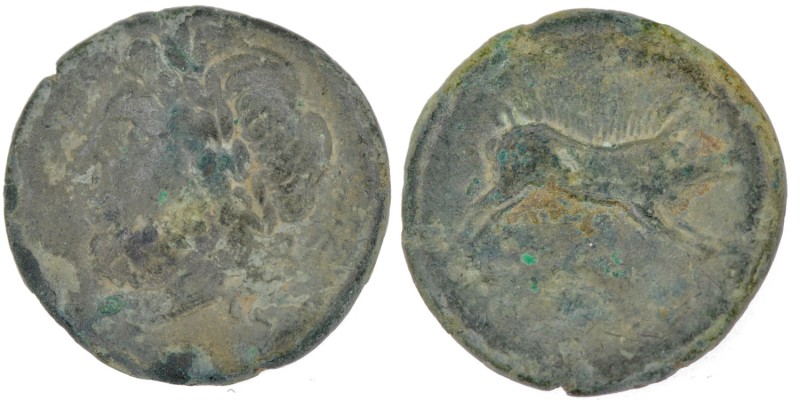 Apulia. Arpi. Circa 325-275 BC. Æ 22mm (5.80g, 21mm, 9h). Laureate head of Zeus ...