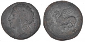 Sicily, Syracuse. Timoleon and the Third Democracy. 344-317 BC. Æ (17mm, 4.78 g, 6h). Laureate head of Apollo left / Pegasos flying left. CNS 85; HGC ...