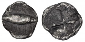 Mysia, Kyzikos. Circa 600-550 BC. AR Obol (9mm, 0.51g). Tunny left / Incuse square. SNG France -; Klein 261. Very Fine. 

Ex Gerhard Hirsch Nachfolger...