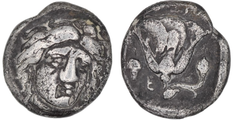 Caria, Rhodos. Circa 333-316 BC. AR Didrachm (19mm, 6.23g, 12h). Head of Helios ...