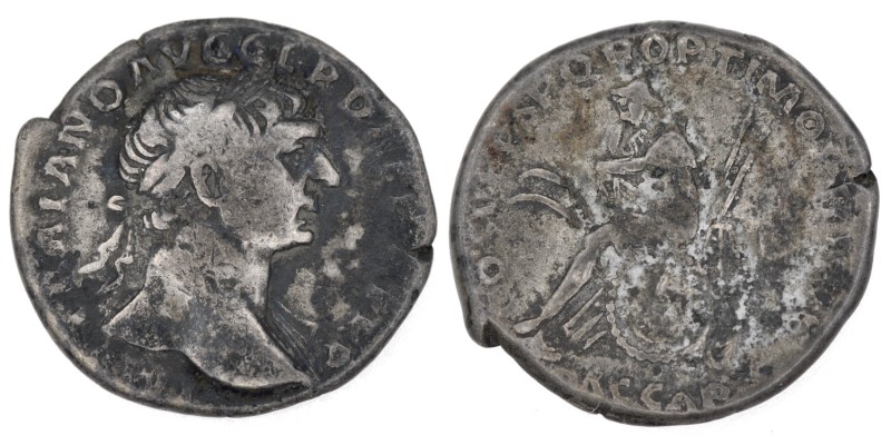 Trajan, 98-117 AD. AR Denarius (18mm, 3.00g, 6h). Rome mint, struck circa 107-11...