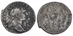 Trajan, 98-117 AD. AR Denarius (18mm, 3.00g, 6h). Rome mint, struck circa 107-111. IMP TRAIANO AVG GER DAC P M TR P, laureate bust of Trajan to right,...