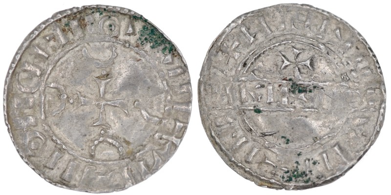 Denmark. Harthacnut 1035-1042. AR penning (17mm, 0.57g). Hedeby mint. Four cresc...