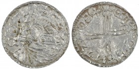 Scandinavia. AR Penning (20mm, 1.59g, 4h). Imitation of Aethelred II long cross type. Uncertain mint in Scandinavia. Struck after 1000. ∃Яꓷᓄ⅃∃ꓷ∃+ (“ÆT...