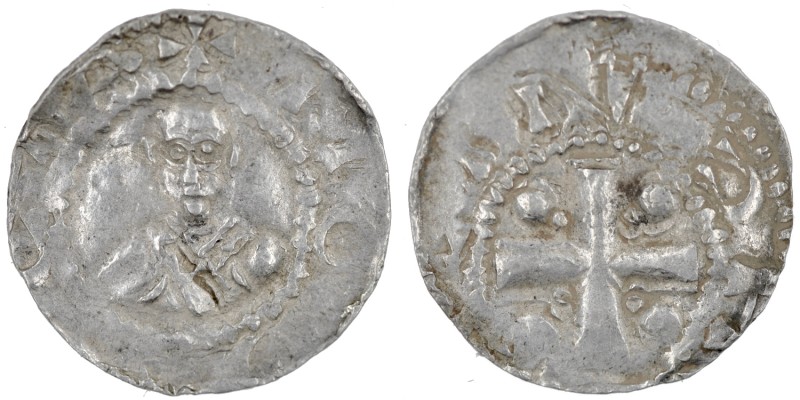 Germany. Mainz. Heinrich II 1002-1024. AR Denar (18mm, 1.58g). [+MO[GNC]A, bust ...