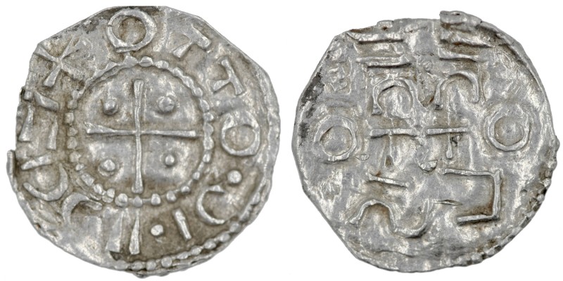 Germany. Duchy of Swabia. Esslingen Otto I - Otto III 936 - 1002. AR Denar (19mm...