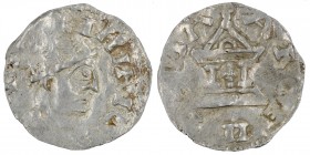Germany. Duchy of Swabia. Heinrich II 1002-1024. AR Denar (19mm, 1.13g). Strasbourg mint. [HIE]NRIC[VISREX, crowned head right / ARCENT[_]BA [ARCENT],...