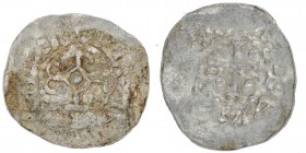 France. Remiremont. Otto I 936-73. AR Denar (25mm, 1.47g). [+SANCTVS] ET[S], carolus monogram / [RO]MA[RICV], cross with pellet in three(?) angles. Db...