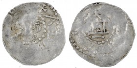 Diocese of Metz. Adalbero II 929-964. AR obol (14mm, 0.55 g). Metz Mint. +ADE[LBERO], head left / [ME]TTI[S], church facade with cross in center. Dbg ...