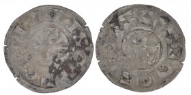 France. Berri-Gien. Geoffrey II or III of Donzy. 1120-1160. AR denier (19mm, 0.84 g). Cross pattée / Monogram. Duplessy 605; Boudeau 299; Collection R...