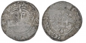France. Charles IV. 1322-1328. Double Parisis (21mm, 0.90g). Crown / Cross of lilies. Flon 2; Scarfea 463. Fine.