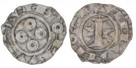 France, Languedoc. County of Melgeuil. AR Denarius (17mm, 1.02g), 12th century. Four annulets / Cross. Boudeau 753; Poey d Advant 3842. Very Fine.