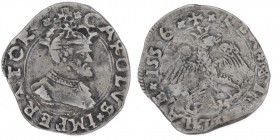 Italy. Sicily. Charles V. 1519-1556. AR 2 Tarì (23mm, 4.44g) Struck in 1555. Bust right / Eagle looking right. MIR 293-4. Very Fine.
