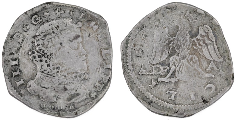 Italy. Sicily. Phillip III Charles V. 1598-1621. AR 4 Tarì (27mm, 10.14g). Bust ...
