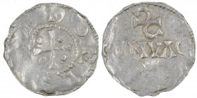 The Netherlands. Deventer. Otto III 983-1002. AR Denar (18mm, 1.06g). Deventer mint. [+OD]DO RE[X], cross with pellets in each angle / + / DVANE / S, ...