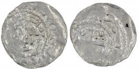 The Netherlands. Area around Tiel. Ca 1050s. AR Denar (19mm, 0.78g). Uncertain mint. Crowned bust facing / Cross with pellets in each angle. Ilisch 4....