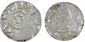 The Netherlands. Region of Utrecht. Otto III 983-996. AR Denar (19mm, 1.37g). Uncertain mint in the region of Utrecht. Omega in circle / Cross with pe...