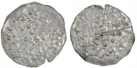 The Netherlands. Groningen. Bishop of Utrecht. Bernold 1040-1054 AR Denar (17mm, 0.52g). Groningen mint. +•SC•SBONIFA•CIVS•ΛRCHIEPS, bust facing, cros...