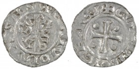 The Netherlands. Bishop of Utrecht. Bernold 1040-1054 AR Denar (16mm, 0.60g). Groningen mint. Crosier with BACV VLS on each side / +GIRONIGGEA, cross ...