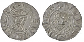 The Netherlands. Groningen. Wilhelm and Heinrich III/IV, 1054-1076. AR Denar (18mm, 0.73g). HENRICVSRE+, crowned bust facing / +FVVIIHEINIVS, head rig...