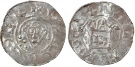 The Netherlands. Friesland. Godfrey II 997-1069. AR Denar (16mm, 0.62g). Meer (Alkmaar?) mint. Struck circa 1060. GODERIDVS, head facing / +VSΛOΛωER, ...