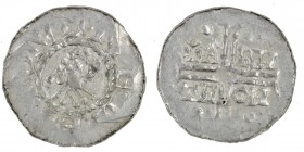 The Netherlands. Friesland. Hermann von Kalvelage 1020-1051. AR Denar (18.5mm, 0.75g). Emden mint. +H[ERE]MON, diademed bust right / +A-HN-TH-ON, cros...