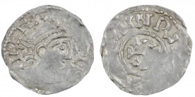 The Netherlands. Maastricht. Heinrich II 1002-1024. AR Denar (18mm, 1.32g). Maastricht mint. HEINRI[CVSREX]?, diademed bust right / [_]AINRI[__]? cros...