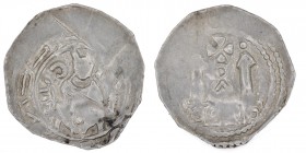 Austria. Salzburg. Adalbert III. 1183-1200. AR Pfennig (18mm, 1.10g). Bishop on throne / Church. CNA I, C a 9. Fine.