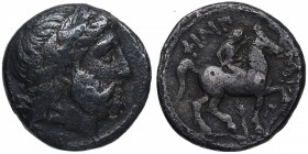 323-317 aC. Macedonia. Felipe III Arrhidaios. Tetradracma. Ag. Cabeza de Zeus a la derecha, con corona de laurel / ΦIΛIΠ-ΠOY, Joven, sosteniendo la ho...