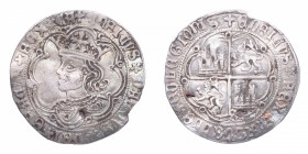 1454-1474. Enrique IV (1454-1474). Sevilla. 1 real. Ag. 3,13 g. Busto con barba. Muy rara. MBC+. Est.700.