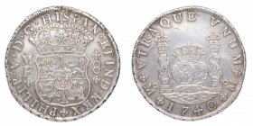 1740. Felipe V (1700-1746). Mexico. 8 reales columnario. F. Ag. 26,93 g. EBC. Est.300.