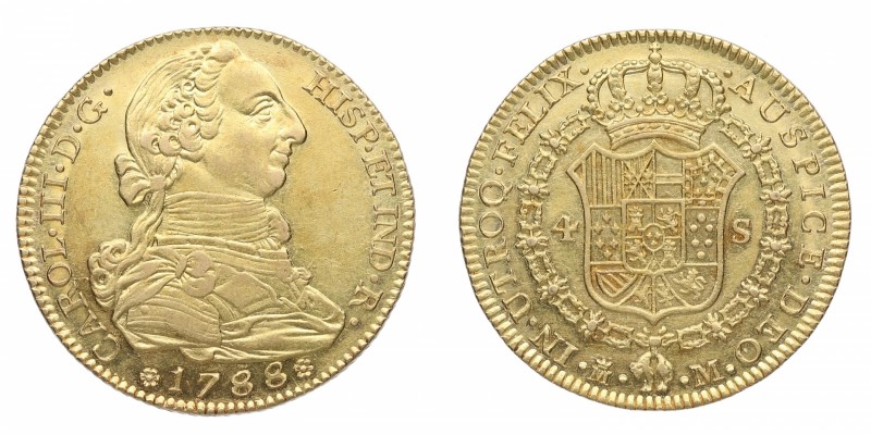 1788. Carlos III (1759-1788). Madrid. 4 escudos. M. Au. Bellísima. Pleno brillo ...
