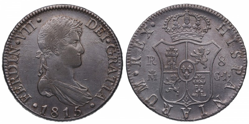 1815. Fernando VII (1808-1833). Madrid. 8 reales. GJ. Ag. Rara así. EBC+ / EBC. ...