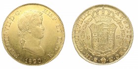 1820. Fernando VII (1808-1833). Madrid. 8 escudos. GJ. Au. Muy bella. Brillo original. SC. Est.2800.