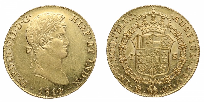 1814. Fernando VII (1808-1833). Madrid. 4 Escudos. GJ. Au. 13,50 g. SC. Est.1300...