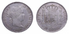 1860. Isabel II (1833-1868). Madrid. 20 Reales. EBC+. Est.600.