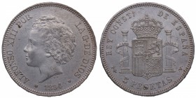 1894*94. Alfonso XIII (1886-1931). Madrid. 5 pesetas. PGV. Ag. SC. Est.300.
