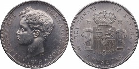 1898*98. Alfonso XIII . Madrid. 5 Pesetas. Ag. EBC. Est.80.