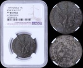 GREECE: 10 Lepta (1831) in copper with phoenix. Variety "412-G.f" by Peter Chase. Medal alignment. Inside slab by NGC "VF DETAILS - CORROSION". (Hella...