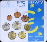 GREECE: Euro coin set (2002) composed of 1 cent to 2 Euro. Inside official blister (Amsterdam Mint). Mintage: 5000 pieces. (Hellas M.16). Brilliant Un...