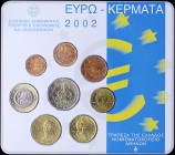 GREECE: Euro coin set (2002) composed of 1 Cent to 2 Euro. Inside official blister issued by the Bank of Greece. Mintage: 54945 pieces. (Hellas M.17)....