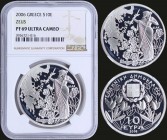 GREECE: 10 Euro (2006) in silver (0,925) commemorating the Mount Olympus National Park / Zeus. Inside slab by NGC "PF 69 ULTRA CAMEO". Top grade in bo...
