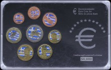 GREECE: Euro coin set (2009) composed of the 8 colored circulation coins of 2009. Inside plastic blister. Maximum mintage: 50000 pieces. Brilliant Unc...