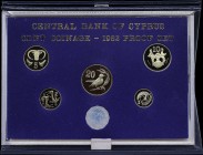 CYPRUS: Proof set (1983) of 6 coins including from 1/2 cent up to 20 cents. All in official case issued by the Central Bank of Cyprus. Mintage: 6250 p...