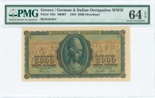 GREECE: Final proof of face and back of 5000 Drachmas (19.7.1943) in green and brown with Goddess Athena at center. Inside holder by PMG "Choice Uncir...