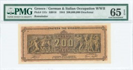 GREECE: Final proof of 200 million Drachmas (9.9.1944) in brown on dark orange unpt with Panathenea detail from Parthenon frieze at center. Printed in...