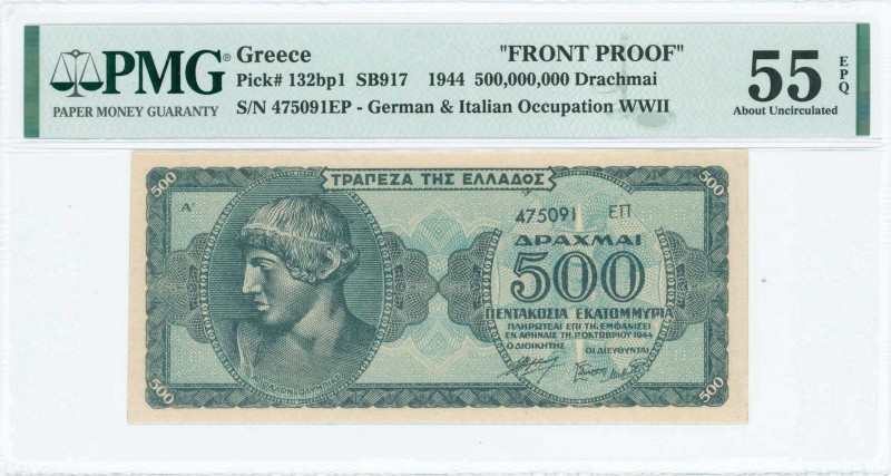 GREECE: Final proof of face of 500 million Drachmas (1.10.1944) in dark blue on ...