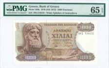 GREECE: 1000 Drachmas (1.11.1970 / 1972 issued) in brown on multicolor unpt with Zeus at left. S/N: "19Ξ 510272". WMK: The youth of Anticythera. Print...